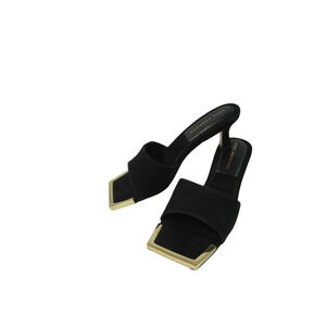 GOOD AMERICAN Standout Square Toe Black Suede 5 1/2 Slide Sandals GA023S-E